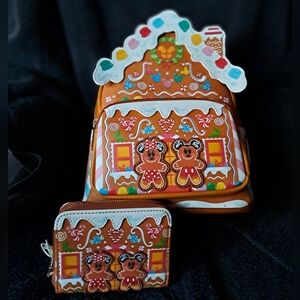 RARE Disney Gingerbread House Loungefly and Mini Backpack OG Version